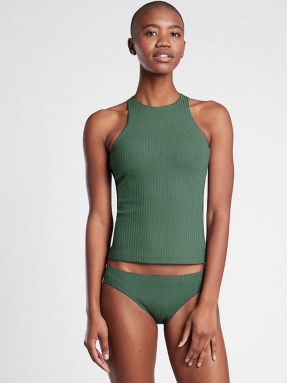 Athleta Ribbed High-Neck Tankini Top